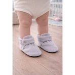 Pico Baby Organik Pamuk Astarlı, Bebek İlk Adım Ayakkabısı, Kaydırmaz Taban, Bebek Pandufu, Gri Patik