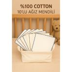 Pico Baby Pamuklu Ağız Mendili 10'lu Beyaz 20X20 cm Erkek Bebekler İçin Türkiye Menşeli - 0 - 2 Yaş