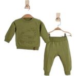 Picossa 1186PİY Erkek Bebek Dino Gofreli Yeşil Eşofman Takım - 6 - 9 Ay