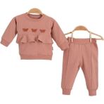 Pıcossa Baby 1170Pİ Kız Bebek Üç Kelebekli Gül Kurusu Eşofman Takımı - 6 - 9 Ay - Basic