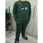 Pidal Giyim Cool Baskılı Pamuklu Uzun Kollu Erkek Çocuk Eşofman Takımı - 7 - 8 Yaş - Nefti Yeşili