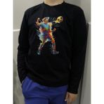 Pidal Giyim Renkli Futbolcu Baskılı Erkek Çocuk Pamuklu Uzun Kollu Tişört (Sweatshirt) - Siyah - 11 - 12 Yaş