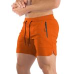 PIDOGYM Erkek 12,7 cm Spor Salonu Egzersiz Şortu, Fermuarlı Cepli Vücut Geliştirme Koşu Eğitimi için Oturan Koşu Kısa Pantolonları, Turuncu, X-Large