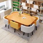 Piece Modern Yuvarlak Yemek Masası Seti 6 Sandalyeli Küçük Ofis Konferans Odası Mutfak Salon Oturma Odası Toplantı ve Toplantılar için Şık Mobilya