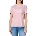 Pieces Pcfreya Ss Tee Bc Şafak Pembesi Baskı Parlak Beyaz Kadın T-shirt