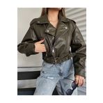 piel island Yeni Sezon Kemerli Oversize Deri Biker Ceket
