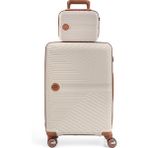 Piel Lino Kabin Boy ve Makyaj Polipropilen Valiz PL015239-SMK Beyaz-Camel - Beyaz - Camel