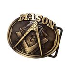Piercing Pros Buckle Rage Yetişkin Erkek Mason Masonik Pusula Logosu Oval Kemer Tokası Bronz, Bronz, M