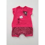 Piero Kids Kız Bebek Tulum Mektuplu Kedi Golf Tulum - 3 - 6 Ay - Fuşya