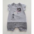 Piero Kids Kız Bebek Tulum Mektuplu Kedi Golf Tulum - 3 - 6 Ay - Gri
