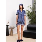 Pierre Cardin 1325 Kadın Saten Biyeli Kısa Kol Şort Pijama Takımı