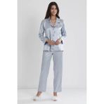 Pierre Cardin 1438 Saten Dantelli Pijama Takımı - Antrasit - Gri