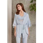 Pierre Cardin 2810 Mist Dantelli Penye Kadın Sabahlıklı Pijama Takımı