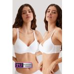 Pierre Cardin 2'Li Beyaz 6224-2 Barcelona Desteksiz Toparlayıcı Micro Sütyen Set D Cup Seçeneğiyle, Beyaz, 85D
