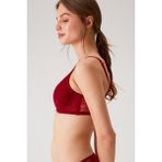 Pierre Cardin 2'li Ekonomik Paket Bordo-Siyah 6224 Barcelona Balenli Desteksiz Dantelli Toparlayıcı Sütyen Set (C Cup Seçeneğiyle) - 85C - Bordo - Siyah
