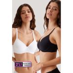 Pierre Cardin 2'li Ekonomik Paket Siyah-Beyaz 6224 Barcelona Desteksiz Toparlayıcı Micro Sütyen Set D Cup Seçeneği - Siyah - Beyaz - 85C