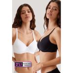 Pierre Cardin 2'li Ekonomik Paket Siyah-Beyaz 6224 Barcelona Desteksiz Toparlayıcı Micro Sütyen Set D Cup Seçeneği - Siyah - Beyaz - 95B
