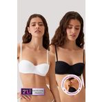Pierre Cardin 2'Li Ekonomik Paket Siyah-Beyaz 6803 Verona Soft Push Up Yarı Destekli Straplez T-Shirt Sütyen Set, Siyah-Beyaz, 80C