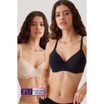 Pierre Cardin 2'li Ekonomik Paket Siyah-Ten 6224 Barcelona Desteksiz Toparlayıcı Micro Sütyen Set D Cup Seçeneği - Siyah - Ten - 75D