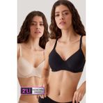 Pierre Cardin 2'li Ekonomik Paket Siyah-Ten 6224 Barcelona Desteksiz Toparlayıcı Micro Sütyen Set D Cup Seçeneği - Siyah - Ten - 95B