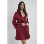Pierre Cardin 4090 Bordo Midi Dantel Sabahlık Gecelik Set
