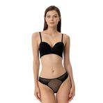 Pierre Cardin 4830 Milan Push Up Dantelli Balconette Sütyen Ve Tanga/Fantezi Iç Çamaşır Takımı, Siyah, 85B
