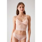 Pierre Cardin 4831 Kadın Pedli Balensiz Dantelli Bralet Sütyen Külot Takım-Somon - 75B