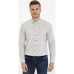Pierre Cardin 50233052-VR027 Haki Desenli Erkek Gömlek