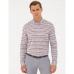 Pierre Cardin 50240464-VR029 Kahverengi Slim Fit Uzun Kollu Erkek Gömlek