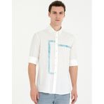 Pierre Cardin 50265593-VR007 Aqua Desenli Erkek Gömlek