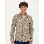 Pierre Cardin 50274113-VR027 Haki Desenli Erkek Gömlek