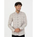 Pierre Cardin 50276009-VR011 Bej Desenli Erkek Gömlek