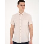 Pierre Cardin 50284166-VR011 Bej Kısa Kollu Erkek Gömlek