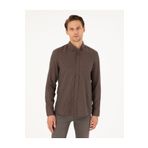 Pierre Cardin 50292248-VR029 Kahverengi Slim Fit Uzun Kollu Erkek Gömlek