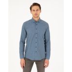 Pierre Cardin 50293756-VR036 Mavi Slim Fit Uzun Kollu Erkek Gömlek