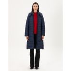 Pierre Cardin 50297299-VR033 Lacivert Kapüşonlu Kapitone Uzun Kadın Mont