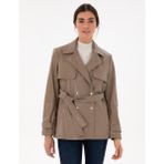 Pierre Cardin 50297363-VR052 Vizon Regular Fit Deri Kadın Mont