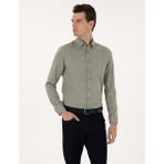Pierre Cardin 50316768-VR054 Yeşil Slim Fit Dokulu Uzun Kollu Erkek Gömlek