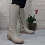 Pierre Cardin 52500 Krem Fermuarlı 43 cm İçi Kürklü Bayan Çizme