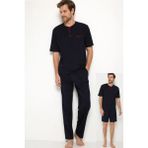 Pierre Cardin 5370 Lacivert 3 Lü Pijama Şort Damat Pijama Takım - S