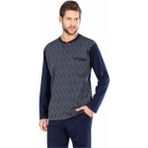 Pierre Cardin 5471 Uzun Kollu Jakarlı Erkek Pijama Takımı-Lacivert
