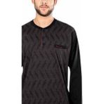 Pierre Cardin 5471 Uzun Kollu Jakarlı Erkek Pijama Takımı-Siyah
