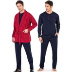 Pierre Cardin 5605 5'li Röpteşambır Pijama Seti - Bordo - XL