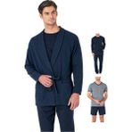 Pierre Cardin 5640 Erkek Triko Sabahlıklı 5'li Pijama Takım-Lacivert - XL