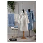 Pierre Cardin 6 Parca Jakarli Aile Bornoz Seti-Logo Soft Krem Indigo
