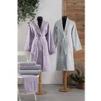 Pierre Cardin 6 Parca Jakarli Aile Bornoz Seti-Wave Soft Lila Gri