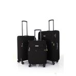 Pierre Cardin 6000 3'lü Set Siyah Ultra Light Hafif Lüx Kumaş Tekerlekli Valiz