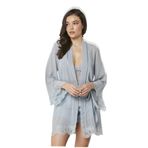 Pierre Cardin 7005 Saten Çeyiz Seti 4 Parça Mist Kadın Gecelik Sabahlık Takım