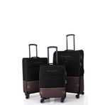 Pierre Cardin 8200 3'lü Set Siyah Ultra Light Lüx Kumaş Tekerlekli Valiz