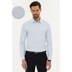 Pierre Cardin Açık Mavi Slim Fit Armürlü Gömlek - Renkli